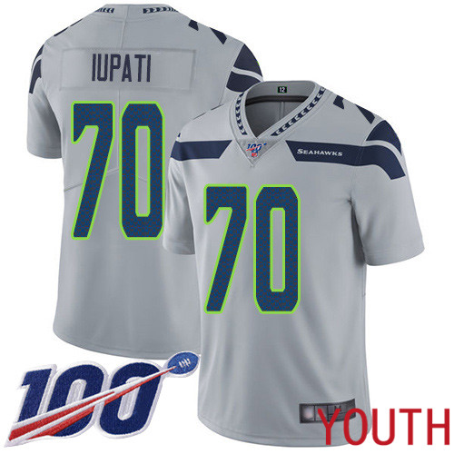 Seattle Seahawks Limited Grey Youth Mike Iupati Alternate Jersey NFL Football #70 100th Season Vapor Untouchable->seattle seahawks->NFL Jersey